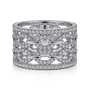 Gabriel & Co. - LR51997W45JJ - 14K White Gold Diamond link Ring