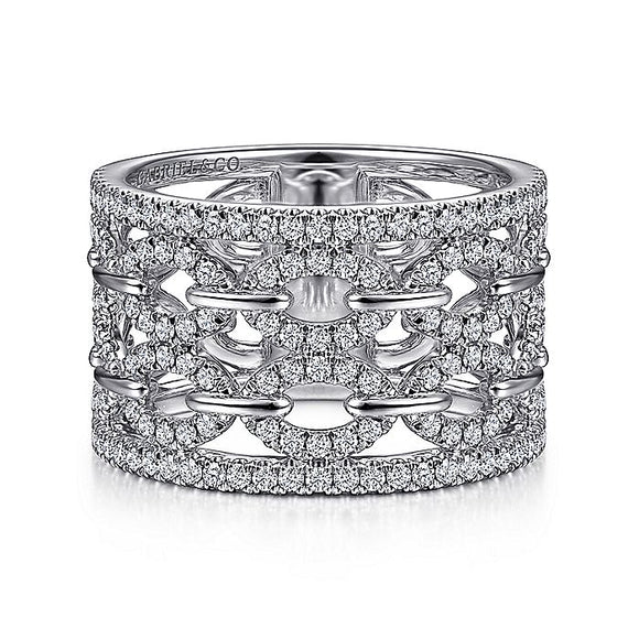 Gabriel & Co. - LR51997W45JJ - 14K White Gold Diamond link Ring