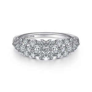 Gabriel & Co. - LR52011W45JJ - 14K White Gold Multi Row Diamond Ring