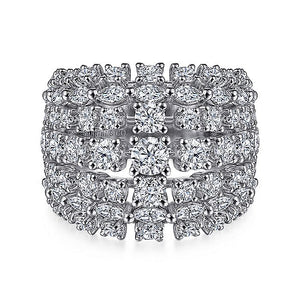 Gabriel & Co. - LR52057W84JJ - 18K White Gold Wide Six Row Diamond Ring