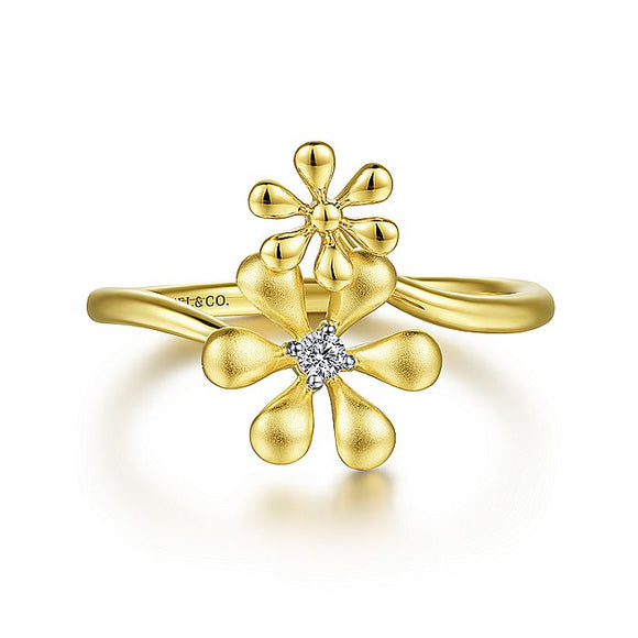 Gabriel & Co. - LR52112Y45JJ - 14K Yellow Gold Floral Diamond Ring