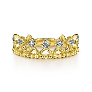 Gabriel & Co. - LR52156Y45JJ - 14K Yellow Gold Diamond Crown Ring