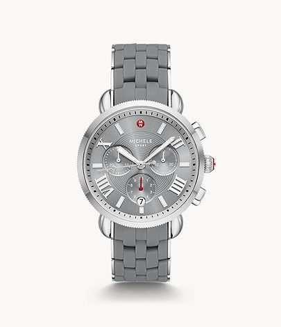 MICHELE Sporty Sport Sail Slate Silicone-Wrapped Stainless Steel Watch MWW01P000013