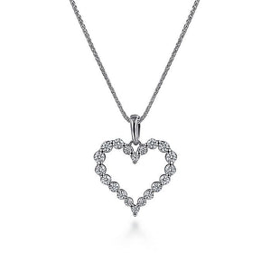 Gabriel & Co. - NK1844W45JJ - 14K White Gold Open Heart Diamond Pendant Necklace