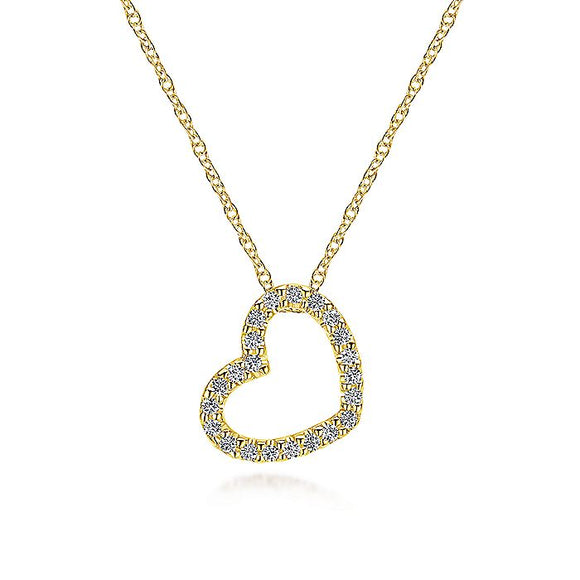 Gabriel & CO 14K Yellow Gold Pavé Diamond Open Heart Necklace NK2239Y45JJ