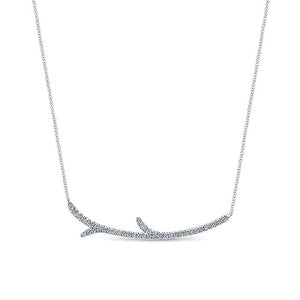 Gabriel & CO 18" 14K White Gold Curved Diamond Branch Necklace