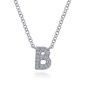Gabriel & Co 14K White Gold Diamond "B" Initial Pendant Necklace NK4577B-W45JJ