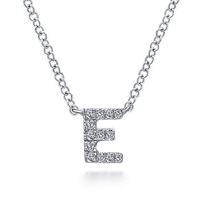 Gabriel & CO 14K White Gold Diamond "E" Initial Pendant Necklace NK4577E-W45JJ