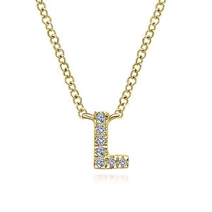 Gabrile & Co 14K Yellow Gold Diamond "L" Initial Pendant Necklace NK4577L-Y45JJ