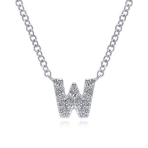 Gabriel & CO 14K White Gold Diamond "W" Initial Pendant Necklace NK4577W-W45JJ