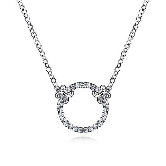 Gabriel & Co. - NK4606W45JJ - 14K White Gold Open Diamond Circle Pendant Necklace