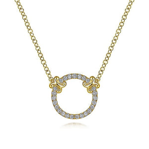 Gabriel & Co 14K Yellow Gold Open Diamond Circle Pendant Necklace