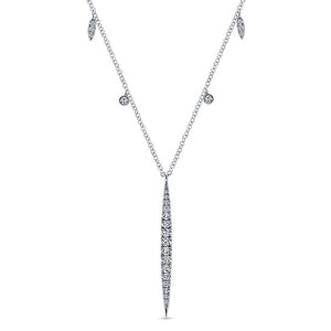 Gabriel & CO 14K White Gold Diamond Spear Pendant Necklace with Chain Drops NK4948W45JJ