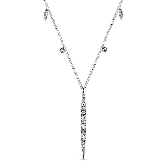 Gabriel & CO 14K White Gold Diamond Spear Pendant Necklace with Chain Drops NK4948W45JJ