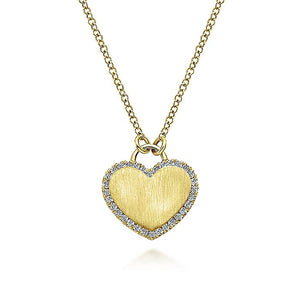 Gabriel & Co. - NK5199Y45JJ - 14K Yellow Gold Diamond Halo Engravable Heart Pendant Necklace
