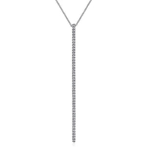Gabriel & Co. - NK5283W45JJ - 14K White Gold Long Diamond Bar Pendant Necklace