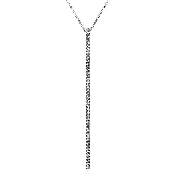 Gabriel & Co. - NK5283W45JJ - 14K White Gold Long Diamond Bar Pendant Necklace