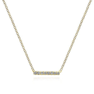 Gabriel & Co. - NK5422Y45JJ - 14K Yellow Gold Petite Pav‚ Diamond Bar Necklace