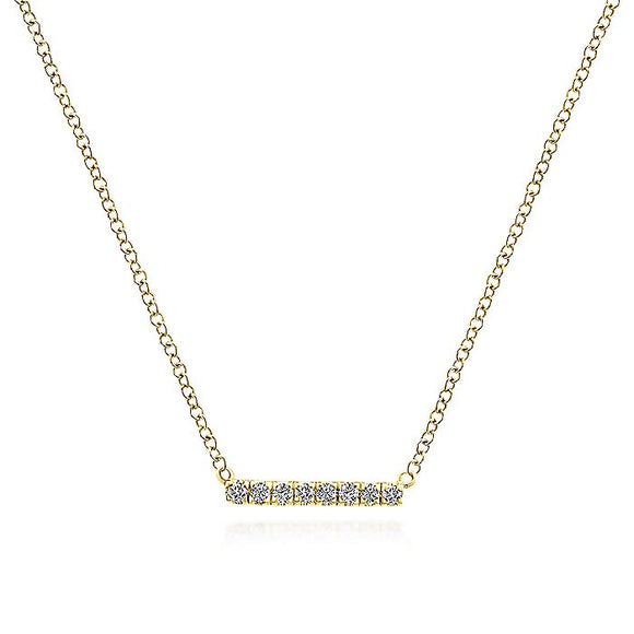 Gabriel & Co. - NK5422Y45JJ - 14K Yellow Gold Petite Pav‚ Diamond Bar Necklace