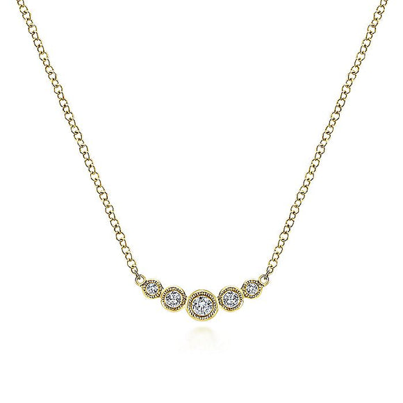 Gabriel & Co. - NK5424Y45JJ - Curved 14K Yellow Gold Bezel Set Diamond Bar Necklace