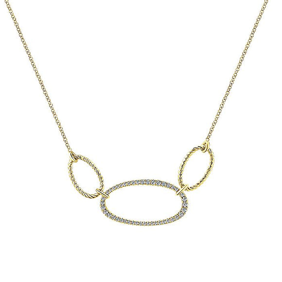 Gabriel & CO 14K Yellow Gold Diamond and Twisted Rope Oval Stations Necklace NK5618Y45JJ
