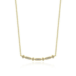 Gabriel & Co. - NK5732Y45JJ - 14K Yellow Gold Curved Geometric Diamond Bar Necklace