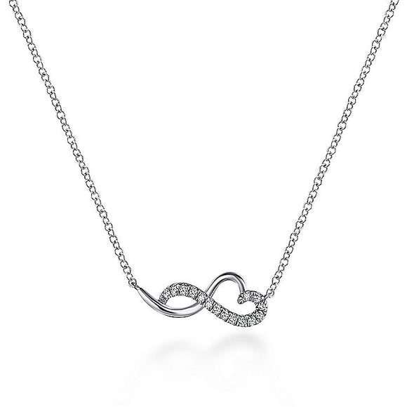 Gabriel & Co. - NK5736W45JJ - 14K White Gold Diamond Infinity Heart Pendant Necklace