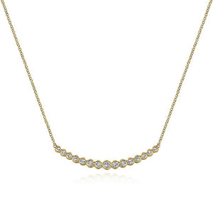 Gabriel & CO 14K Yellow Gold Curved Bar Necklace with Bezel Set Round Diamonds NK5797Y45JJ