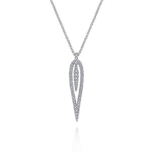 Gabriel & CO 14K White Gold Open Teardrop Diamond Pendant Necklace NK5814W45JJ