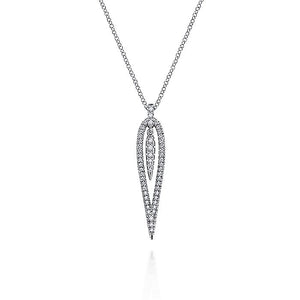 Gabriel & Co. - NK5814W45JJ - 14K White Gold Open Teardrop Diamond Pendant Necklace