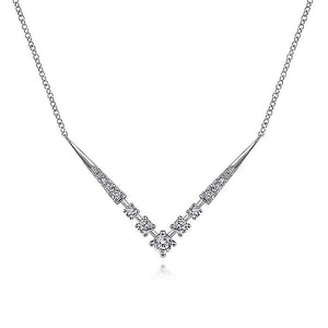 Gabriel & Co. - NK6188W45JJ - 14K White Gold Diamond Chevron Necklace