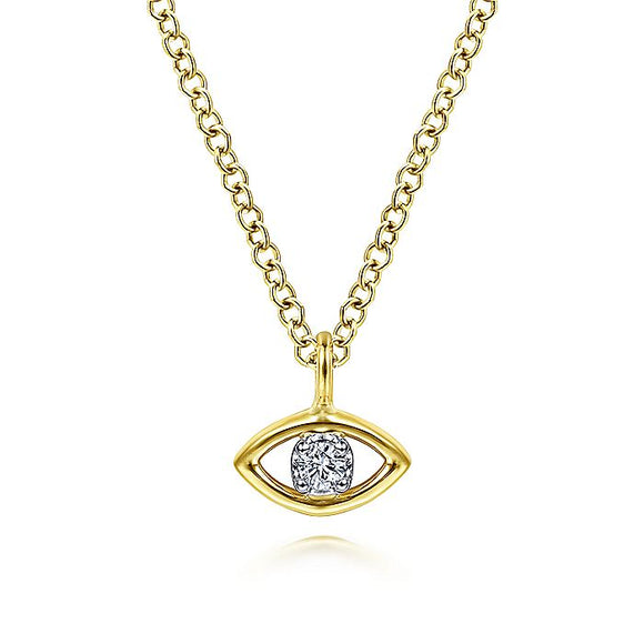 Gabriel & Co. - NK6433M45JJ - 14K Yellow-White Gold Diamond Eye Pendant Necklace