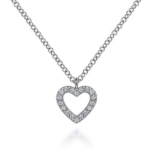 Gabriel & Co. - NK6475W45JJ - 14K White Gold Open Heart Diamond Pendant Necklace