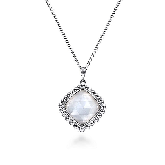 Gabriel & Co. - NK6539SVJXM - 925 Sterling Silver Rock Crystal and White Mother of Pearl Pendant Necklace