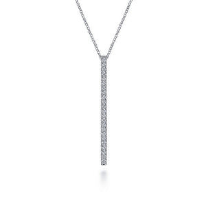 Gabriel & Co. - NK6581W45JJ - 14K White Gold Diamond Pav‚ Bar Pendant Necklace