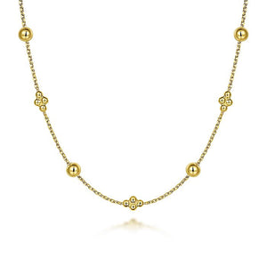 Gabriel & Co. - NK6903Y4JJJ - 14K Yellow Gold Bujukan Bead Station Necklace