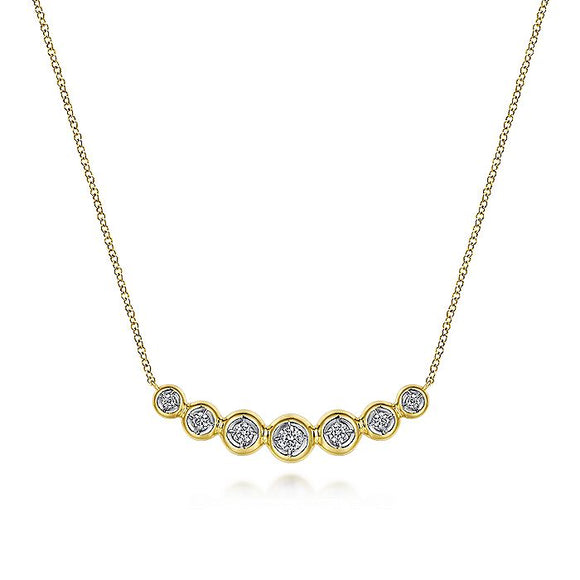 Gabriel & Co. - NK7001Y45JJ - 14K Yellow Gold Curved Bezel Set Diamond Bar Necklace