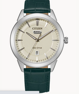 Citzien Corso Ivory Dial Leather Strap  AW0090-11Z