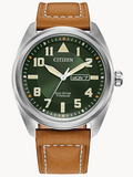 Citizen Avion Green Dial Leather Strap BM8560-02X