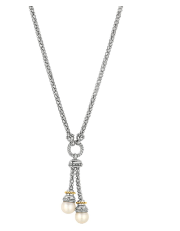 Phillip Gravriel Silver And 18Kt Gold Lariat Necklace With White Pearl SILF3053-17