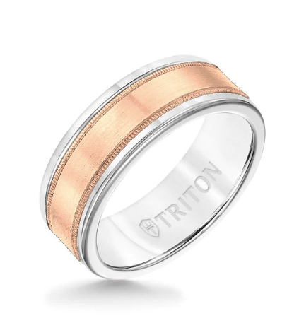 Triton 8MM White Tungsten Carbide Ring