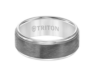 Triton 8MM Tungsten Grey Carbide Ring