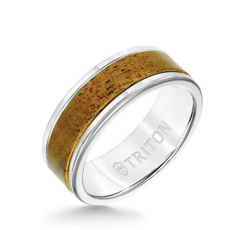 Triton 8MM White & Wood Tungsten Carbide Ring