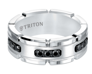 Triton 8MM Tungsten Carbide Ring With Stone Satin Center