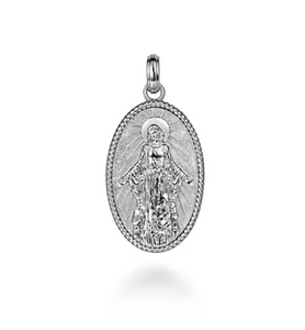 Gabriel & Co Oval 925 Sterling Silver Virgin Mary Pendant with Twisted Rope Frame PTM6551SVJJJ