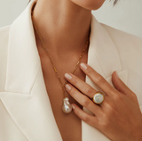 Anna Beck Large Wavy Coin Pearl Signet Ring RG10219