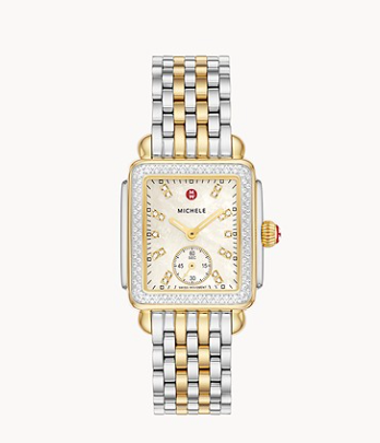 Michele Deco Mid Two-Tone Diamond Stainless Steel Watch MWW06V000123