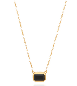 Anna Beck Small Black Onyx Rectangle Necklace - NK10363-GLD