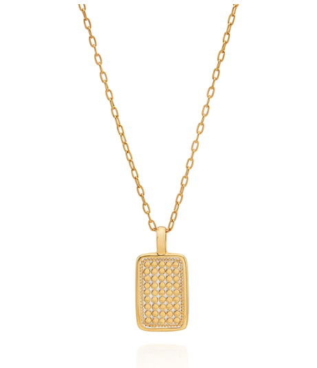 Anna Beck Rectangular Engravable Necklace - Gold NK10353