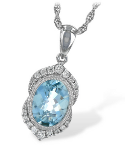 Allison Kaufman 14K White Gold Aqua & Diamond Necklace N8060